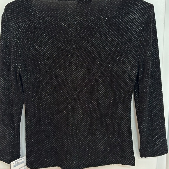 MSK Black glitter v neck top. Sz small New w tags. - Picture 3 of 6